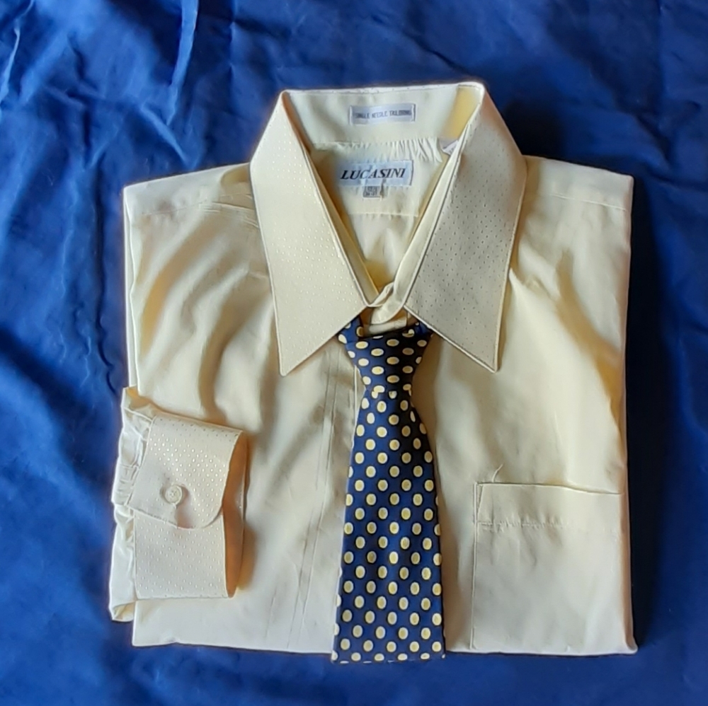 Lucassini yellow/lemon shirt with matching tie